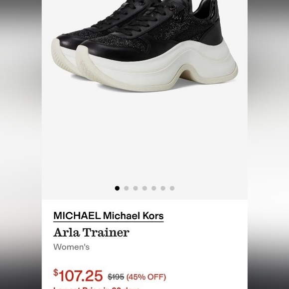 Michael Kors ARLA Black White Leather Olympia Sneaker Dad Trainer Shoe Women 7.5 - Picture 3 of 14